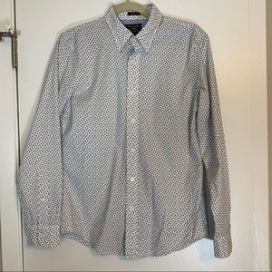 Abercrombie & Fitch Men’s White and Blue Dress Shirt